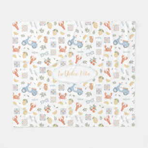Mediterrane Zomer Amalfi Citroen Vespa Babykamer Fleece Deken
