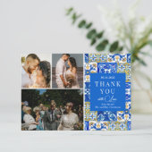 Mediterrane zomer bruiloft "Dank u" Kaart (Staand voorkant)