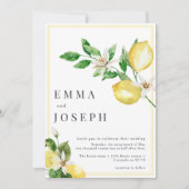 Mediterrane zomer citroen felgele bruiloft kaart (Voorkant)