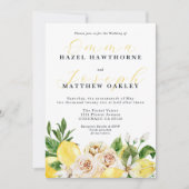 Mediterrane zomer citroen felgele bruiloft kaart (Voorkant)