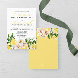 Mediterrane zomer citroen felgele bruiloft kaart
