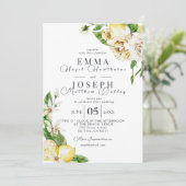 Mediterrane zomer citroenblauw bruiloft kaart (Staand voorkant)