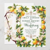 Mediterrane zomer elegantie bruiloft kaart (Voorkant / Achterkant)