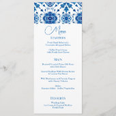 Mediterrane zomer modern blauw mozaïek Bruiloft Menu (Voorkant)