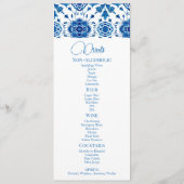 Mediterrane zomer modern blauw mozaïek Bruiloft Menu (Achterkant)