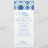 Mediterrane zomer modern blauw mozaïek Bruiloft Programmakaart (Achterkant)