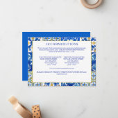 Mediterrane zomer moderne blauwe bruiloft notitiekaartje (Voorkant / Achterkant in situ)