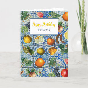 Mediterrane zomerblauwe mozaïekdag kaart