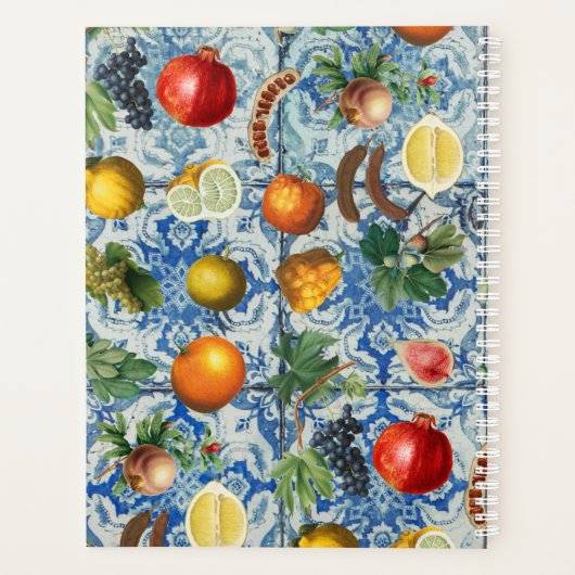 Mediterrane zomerfruit en blauwe mozaïek planner (Achterkant)