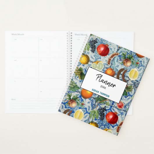 Mediterrane zomerfruit en blauwe mozaïek planner (Display)