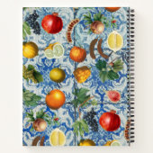 Mediterrane zomerfruit en blauwe witte mozaïek notitieboek (Achterkant)