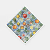 Mediterrane zomerfruit en blauwe witte mozaïek servet (Hoek)