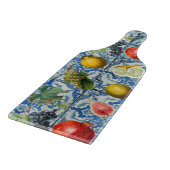 Mediterrane zomerfruit en blauwe witte mozaïek snijplank (Hoek)