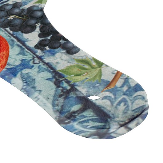 Mediterrane zomerfruit en blauwe witte mozaïek snijplank (Hoek)