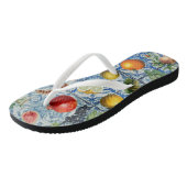 Mediterrane zomerfruit en blauwe witte mozaïek teenslippers (Schuin)