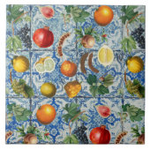 Mediterrane zomerfruit en blauwe witte mozaïek tegeltje (Voorkant)