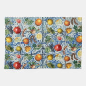 Mediterrane zomerfruit en blauwe witte mozaïek theedoek (Horizontaal)