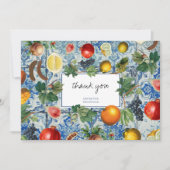 Mediterrane zomerfruitblauwe mozaïek Hartelijk dan Bedankkaart (Voorkant)