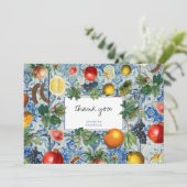 Mediterrane zomerfruitblauwe mozaïek Hartelijk dan Bedankkaart (Staand voorkant)