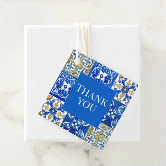 Mediterrane zomermoderne tegel Bruiloft Bedankjes Labels (In situ)