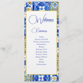 Mediterrane zomermoderne tegel Bruiloft Programmakaart (Voorkant)