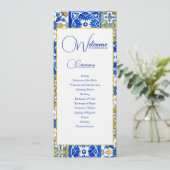 Mediterrane zomermoderne tegel Bruiloft Programmakaart (Staand voorkant)
