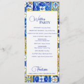 Mediterrane zomermoderne tegel Bruiloft Programmakaart (Achterkant)