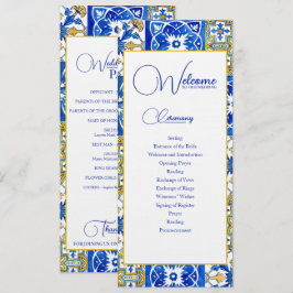 Mediterrane zomermoderne tegel Bruiloft Programmakaart