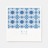 Mediterrane zomermoderne tegel Bruiloft Servet (Voorkant)