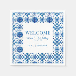 Mediterrane zomermoderne tegel bruiloft servetten