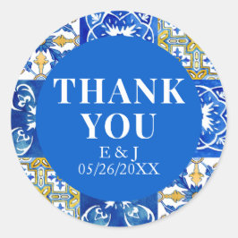 Mediterrane zomermoderne tegel ronde sticker