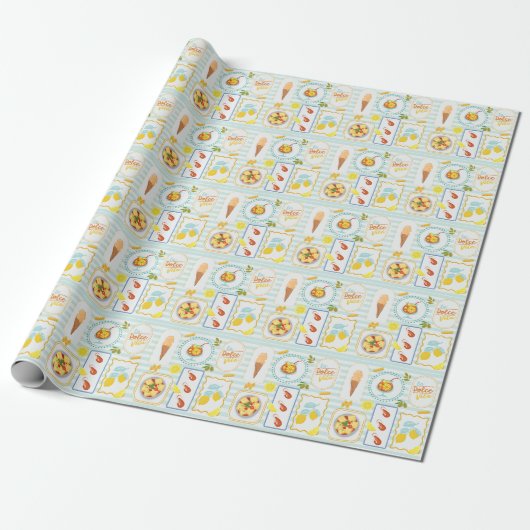 Mediterrane zomerse sfeer cadeaupapier (Uitgerold)