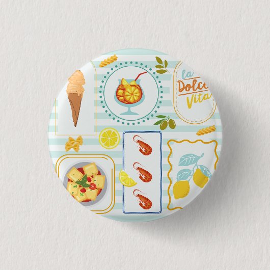 Mediterrane zomerse sfeer ronde button 3,2 cm (Voorkant)