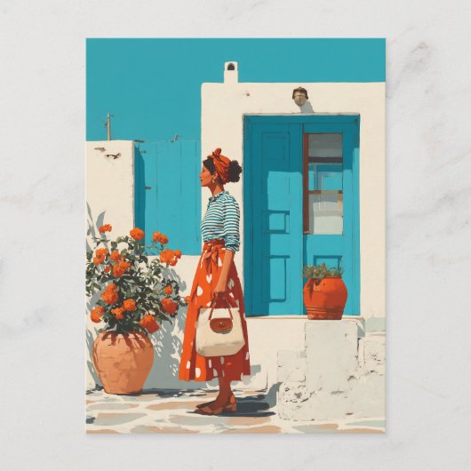 Mediterrane zomerstijl wandeling briefkaart (Voorkant)