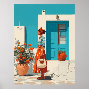 Mediterrane zomerstijl wandeling poster