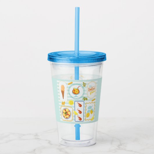 Mediterrane zomervibes acryl drinkbeker (Voorkant)