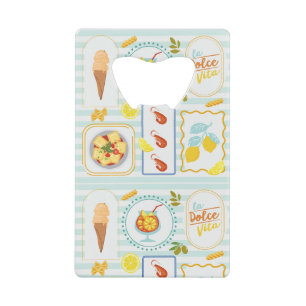 Mediterrane zomervibes creditkaart flessenopener