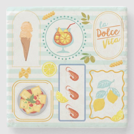 Mediterrane zomervibes stenen onderzetter (Voorkant)