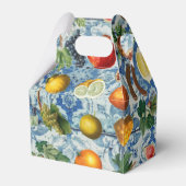 Mediterrane zomervruchten en blauwe witte mozaïekb bedankdoosjes (Achterkant)