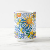 Mediterrane zon, bloemen, citroen, halve maan, koffiemok (Center)