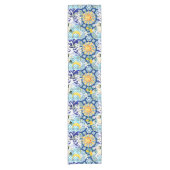 Mediterrane zon, bloemen, citroen, halve maan, korte tafelloper (Voorkant)