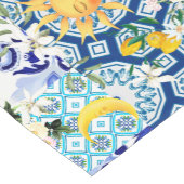 Mediterrane zon, bloemen, citroen, halve maan, korte tafelloper (Hoek)