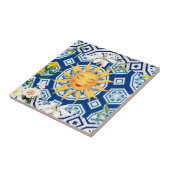 Mediterrane zon, bloemen, halve maan, tegeltje (Zijkant)