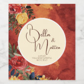 Mediterrane zon Boho Terracotta bloemenbruiloft Wijn Etiket (Enkel label)