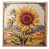 Mediterrane zonnebloem tegeltje (Voorkant)