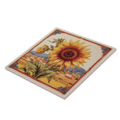 Mediterrane zonnebloem tegeltje (Zijkant)