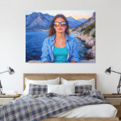 Mediterrane Zonsondergang Reflecties – Moderne Kus Canvas Afdruk (Insitu (Slaapkamer))