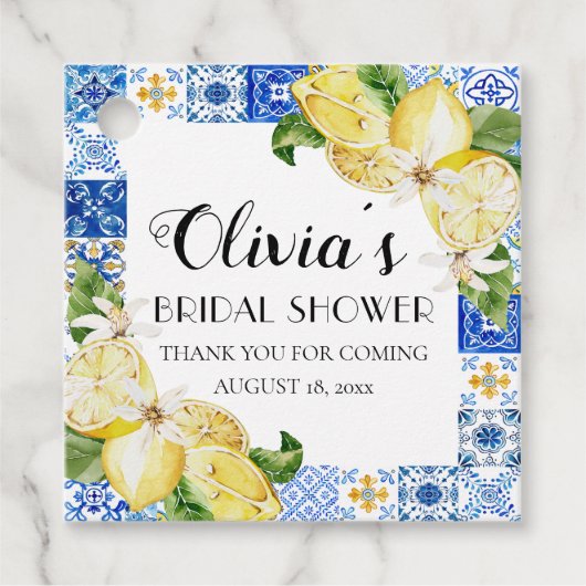 Mediterraneaanse Positano Bruidsfeest Stickers Bedankjes Labels (Voorkant)