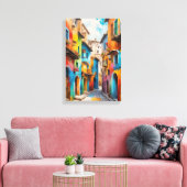 Mediterranean Alley – Colorful Old Town Street Art Canvas Afdruk (Insitu (Woonkamer))