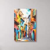 Mediterranean Alley – Colorful Old Town Street Art Canvas Afdruk (Voorkant)
